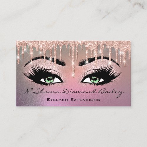 Makeup Artist Green Eyelash Rose PURPLE Business Card