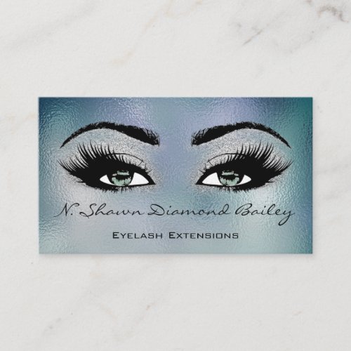 Makeup Artist Green Eyelash Smoky BLUE Fog Business Card