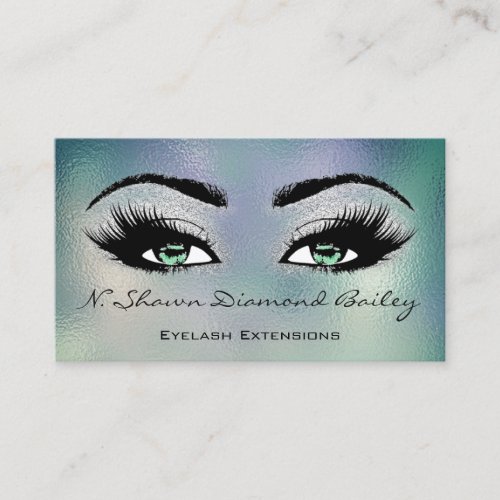 Makeup Artist Green Eyelash Smoky BLUE MINT Business Card