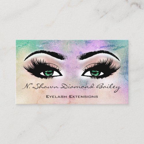 Makeup Artist Green Eyelash Smoky Blue  Rose Business Card