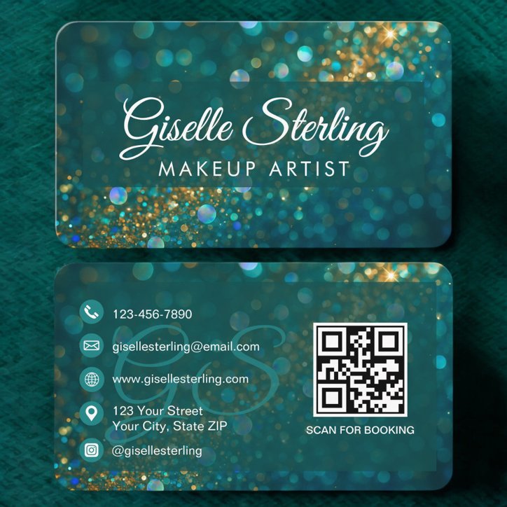 Makeup Artist Green QR Code Business Card