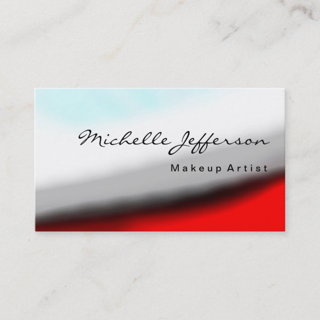 Makeup Artist Grey Red Blue White Business Card (Front)