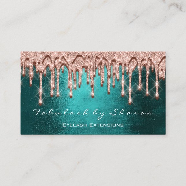 Makeup Artist Hair 3D Effect  Drips Rose Black Business Card (Front)