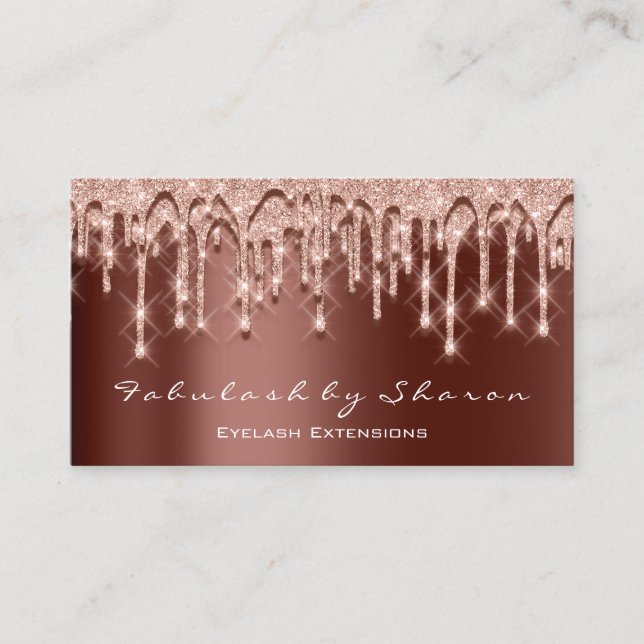 Makeup Artist Hair 3D Effect Glitter Drips Bronze Business Card (Front)