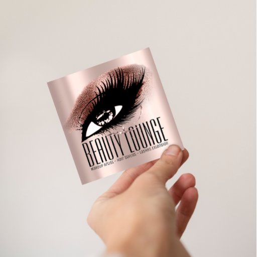 Customizable Makeup Artist Hair Eyelash Lux Rose Professional Square Business Card