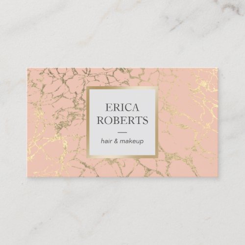 Makeup Artist Hair Salon Blush Pink Gold Marble Business Card