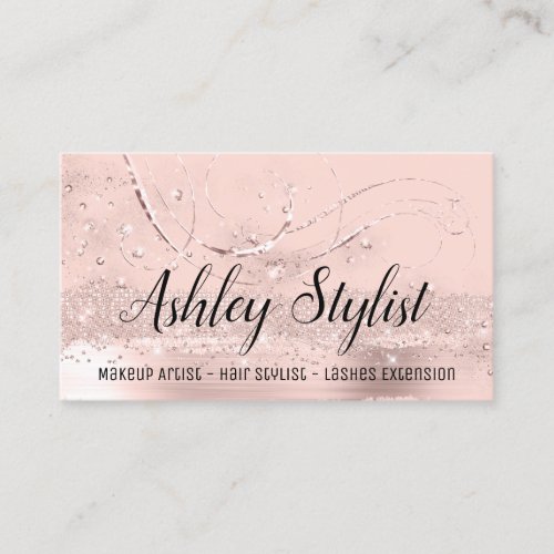 Makeup Artist Hair Salon Eyelash Scissors  Rose Business Card