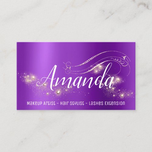 Makeup Artist Hair Salon Lash  Event Purple Rose Business Card