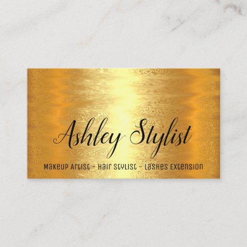 Makeup Artist Hair Salon Lash  Extension Gold Business Card