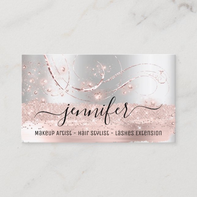 Makeup Artist Hair Salon Lash Extension Gray Business Card (Front)