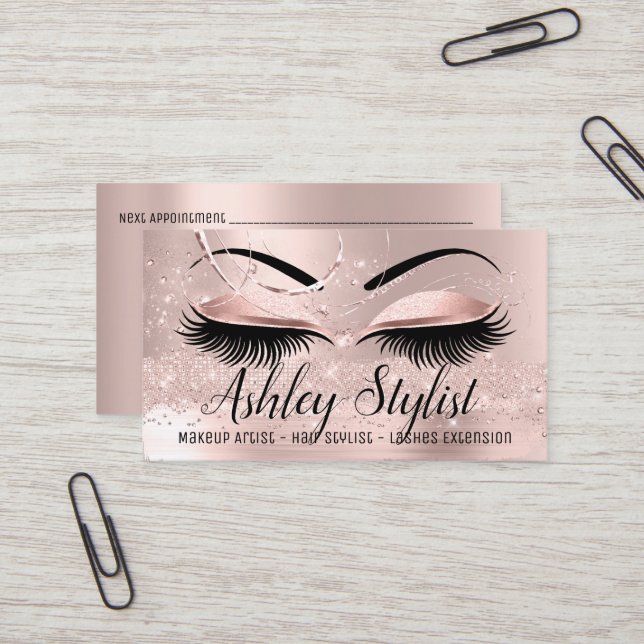 Makeup Artist Hair Salon Lash Extension Rose Brow Business Card Zazzle