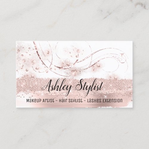 Makeup Artist Hair Salon Lash  Extension Rose Whit Business Card