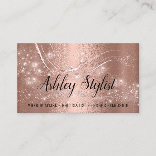 Makeup Artist Hair Salon Lash  Rose Skin Metal Lux Business Card