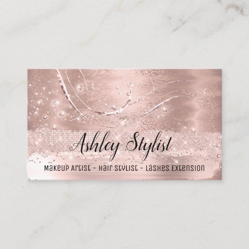 Makeup Artist Hair Salon Lash  Rose Skin Metal VIP Business Card