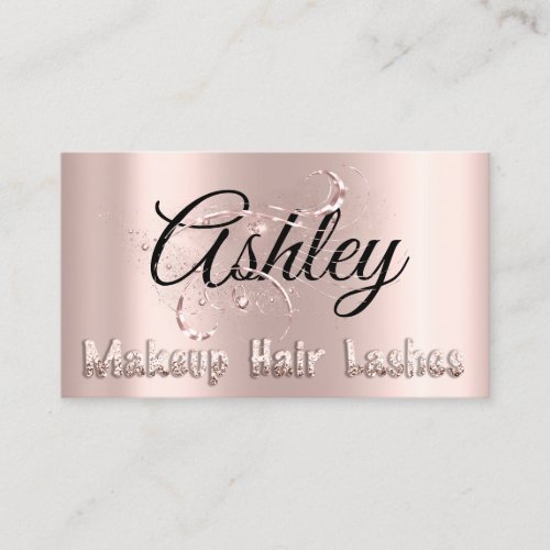 Makeup Artist Hair Salon Lashes Pink Rose Glitter Business Card