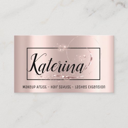 Makeup Artist Hair Salon Lashes Pink Rose Spark Business Card