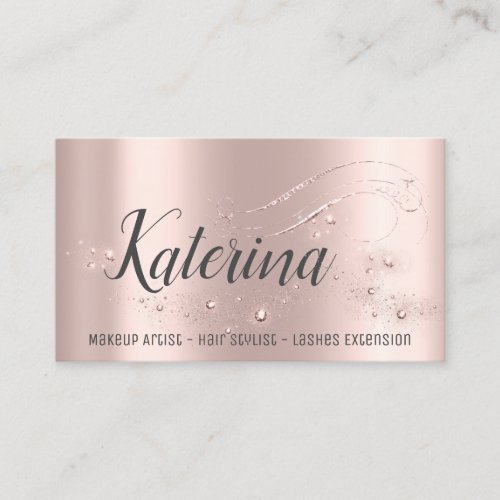 Makeup Artist Hair Salon Lashes Pink Rose Spark Business Card