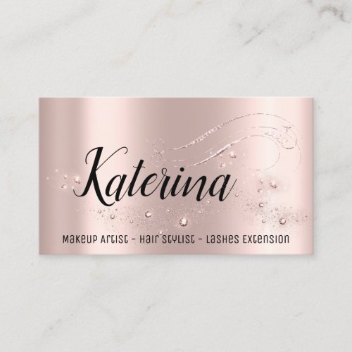 Makeup Artist Hair Salon Lashes Pink Rose Spark Business Card