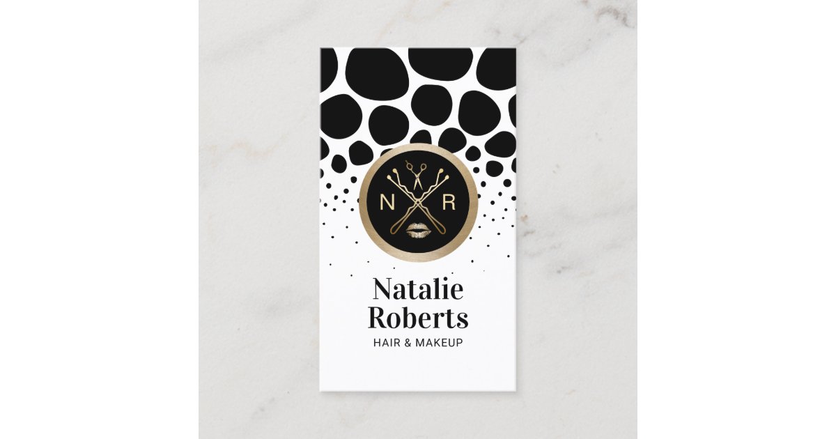 Makeup Artist Hair Salon Modern Abstract Dots Business Card