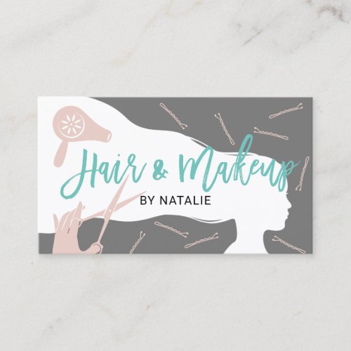 Makeup Artist Hair Salon Teal Typography Business Card