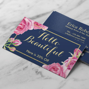 Makeup Artist Hair Salon Vintage Floral Referral Card