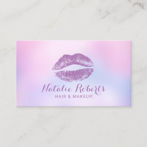 Makeup Artist Hair Salon Watercolor Pink Ombre Business Card