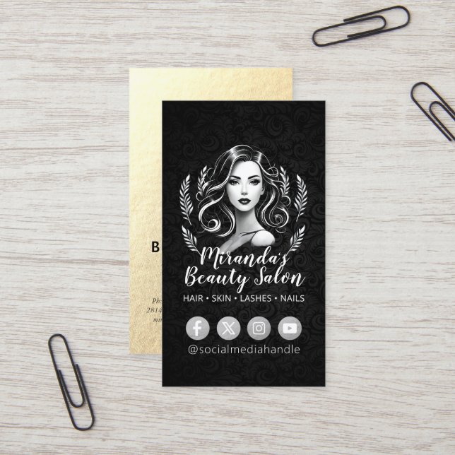 Makeup Artist Hair Stylist Beauty Salon Lash Brows Business Card (Front/Back In Situ)
