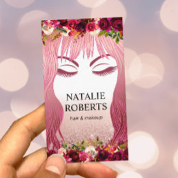 Makeup Artist Hair Stylist Burgundy Floral Salon Appointment Card