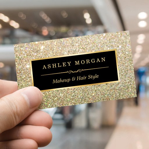 Customizable Makeup Artist Hair Stylist Funky Gold Glitter Business Card