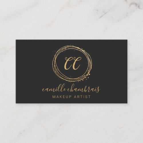 Makeup Artist Hair Stylist Gold Black Minimalist Business Card