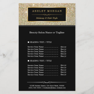 Makeup Artist Hair Stylist Gold Glitter Glamour Flyer