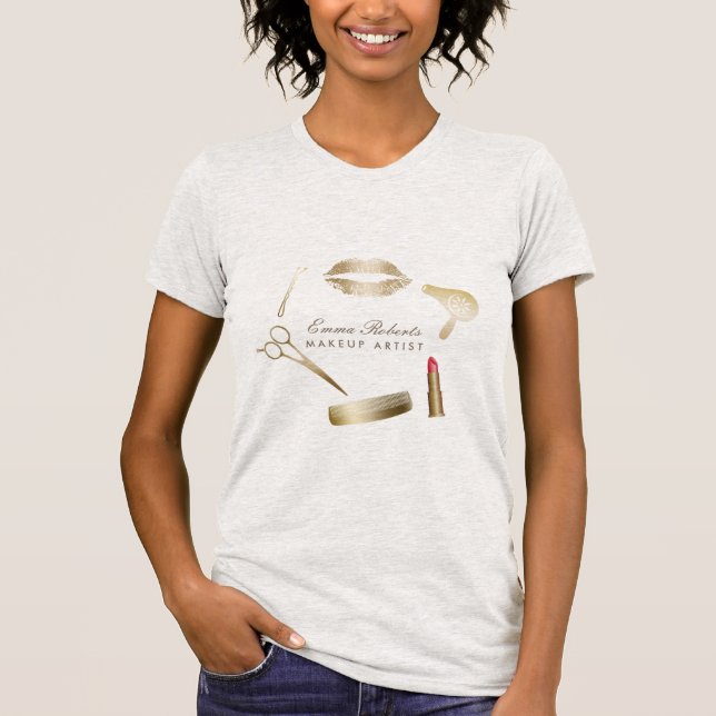 Makeup Artist Hair Stylist Modern Beauty Salon T-Shirt (Front)
