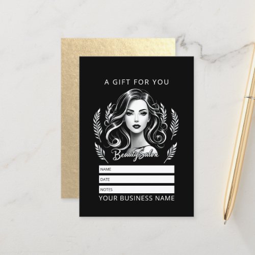 Makeup Artist Hair Stylist Modern Black White Gold Appointment Card