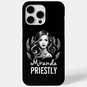 Makeup Artist Hair Stylist Modern Black White Gold iPhone 15 Pro Max Case