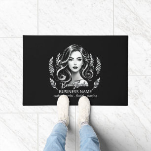 Makeup Artist Hair Stylist Modern Black White Gold Doormat