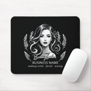 Makeup Artist Hair Stylist Modern Black White Gold Mouse Pad