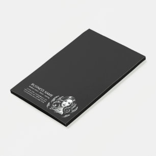 Makeup Artist Hair Stylist Modern Black White Gold Post-it Notes