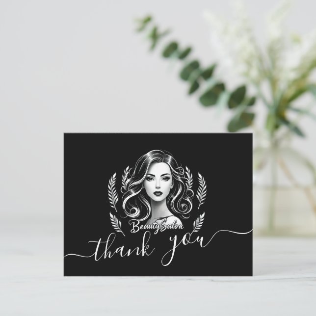 Makeup Artist Hair Stylist Modern Black White Gold Postcard (Standing Front)