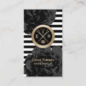 Makeup Artist & Hair Stylist Modern Stripes Floral Business Card (Front)