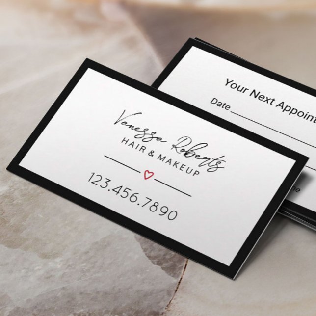 Makeup Artist Hair Stylist Plain Frame Appointment Card (Creator Uploaded)