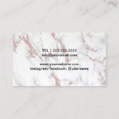 Makeup Artist Hair Stylist Rose Gold Marble Business Card (Back)