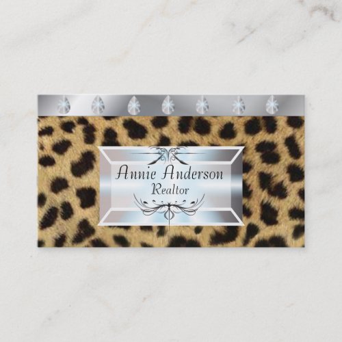 Posh Leopard Print  Real Estate Business Cards