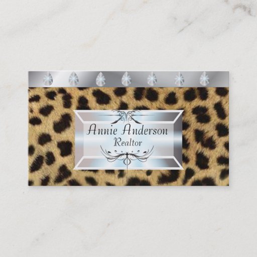 Customizable Posh Leopard Print  Real Estate Business Cards
