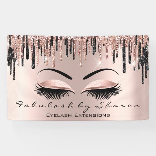 Makeup Artist Heart Lash Glitter Drip Rose Brow Banner