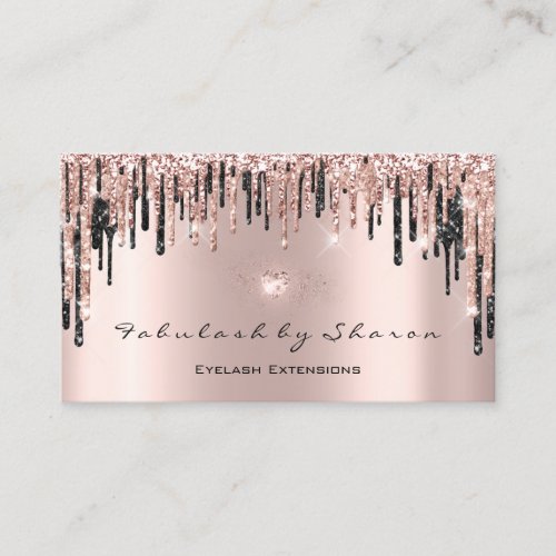 Makeup Artist Heart Lash Glitter Drip Rose Diamond Business Card