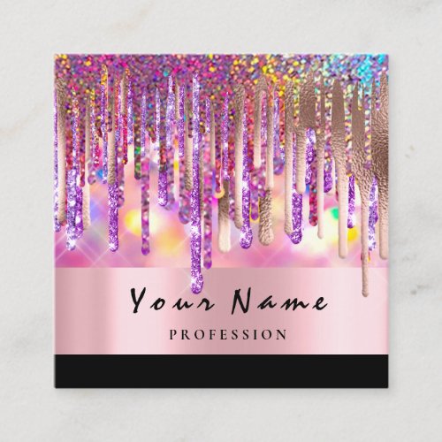 Makeup Artist Holograph Drip Nails Event Planner Square Business Card