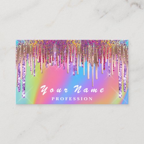 Makeup Artist Holograph Rainbow Unicorn Drips Business Card