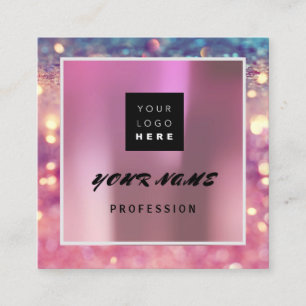 Makeup ARTIST Holograph Unique QR CODE Logo Rose Square Business Card