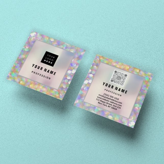 Makeup ARTIST Holograph Unique QR CODE Logo Square Business Card (Creator Uploaded)
