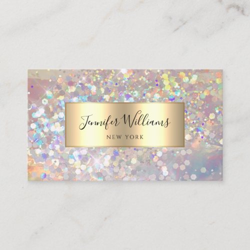 Makeup Artist Holographic Glitter Elegant Gold Business Card